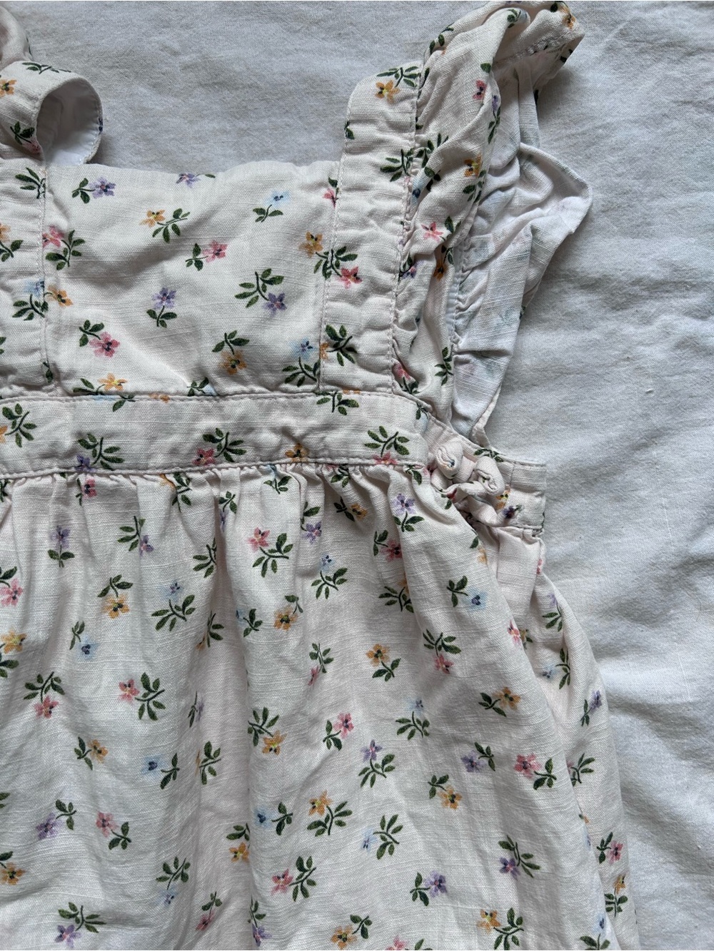 Zara White Floral Ruffled Sundress with Pastel Flowers - Picture 2 of 2